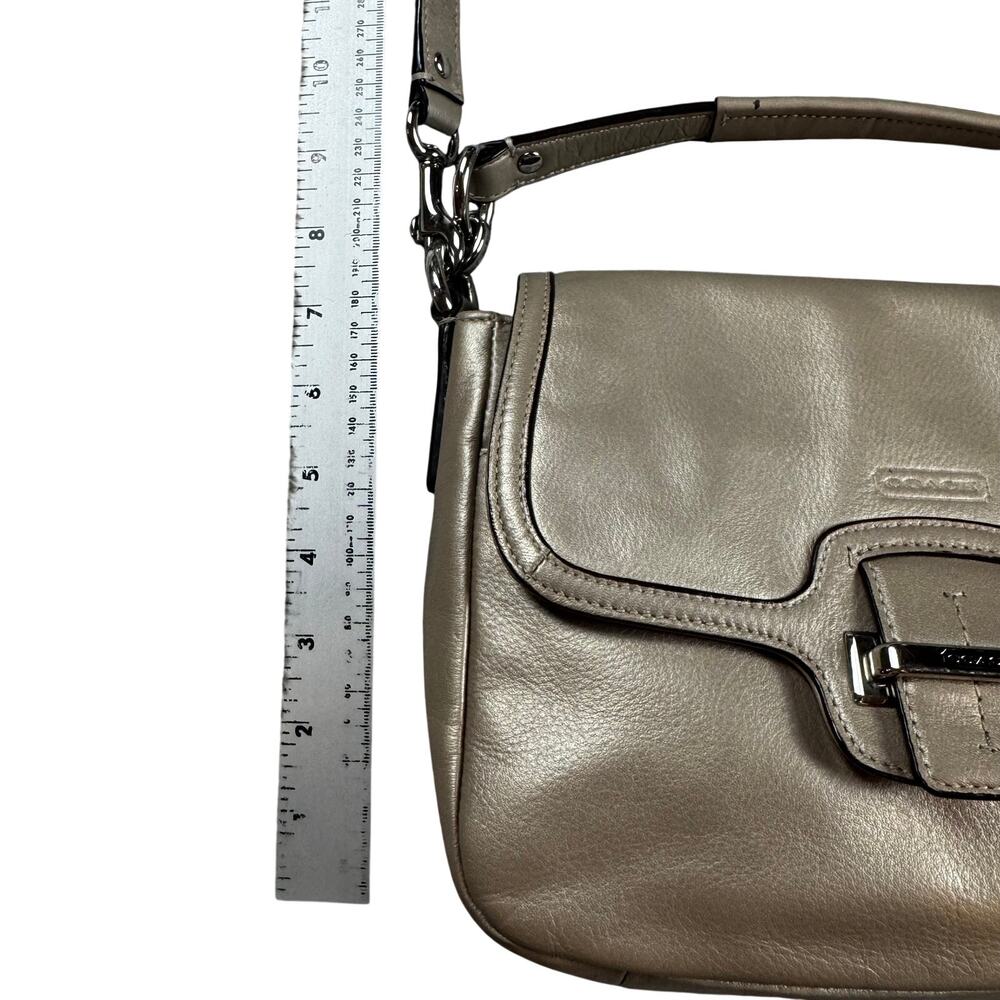 Coach Taylor Flap Leather Crossbody Bag Metallic Champagne - Picture 13 of 13